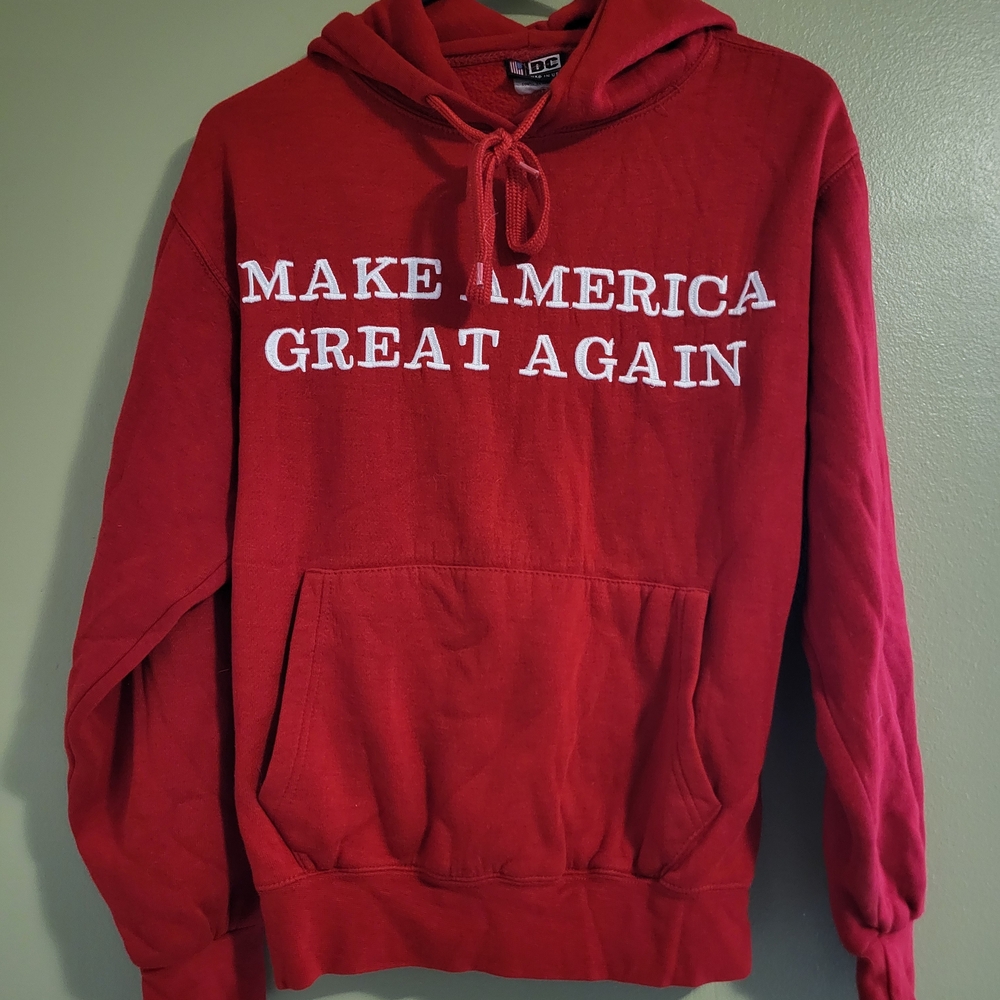 DC Red Hoodie with Bold Statement